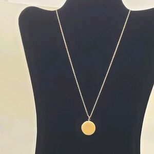 Necklace Round Peach Enamel Locket Silver Tone Chain Lobster Clasp Adj 18in